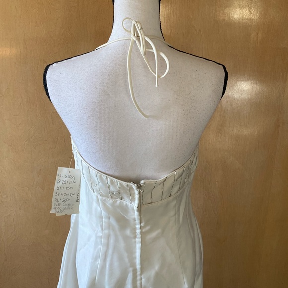NWT Vintage Sz 10 New Image Cream & Silver Empire Waist Halter Formal Gown - Picture 3 of 5